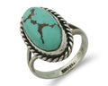 Navajo Ring .925 Silver Natural Blue Turquoise Native American Artist C.80's