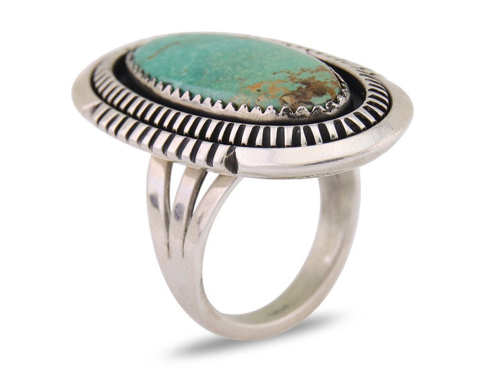 Navajo Ring 925 Silver Natural Blue Turquoise Native American Artist C.80's