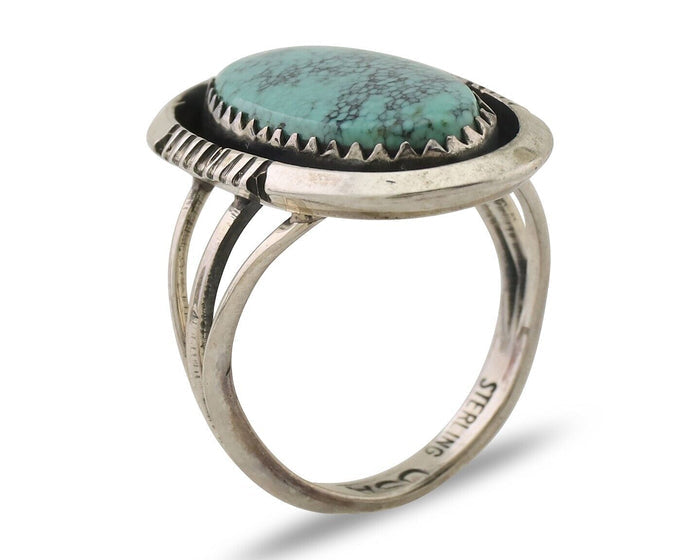 Navajo Ring 925 Silver Natural Blue Turquoise Native American Artist C.80's