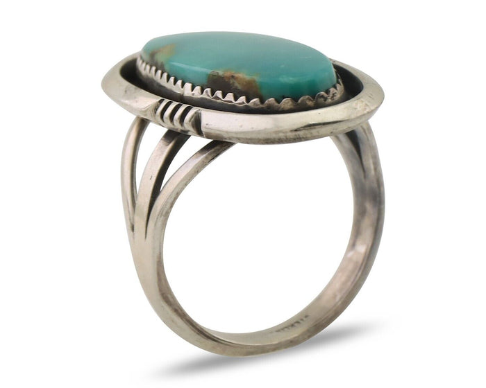 Navajo Ring 925 Silver Natural Blue Turquoise Native American Artist C.80's