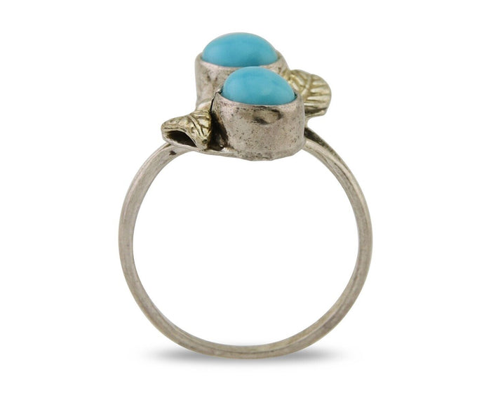 Navajo Ring 925 Silver Natural Blue Turquoise Native American Artist C.80's