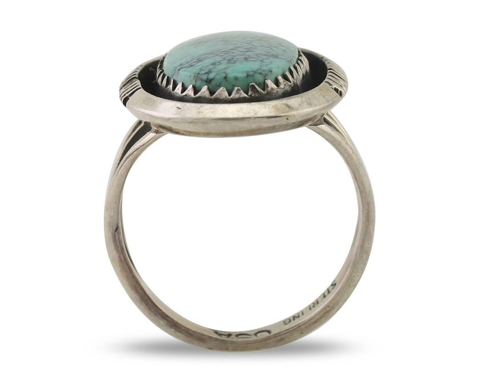 Navajo Ring 925 Silver Natural Blue Turquoise Native American Artist C.80's