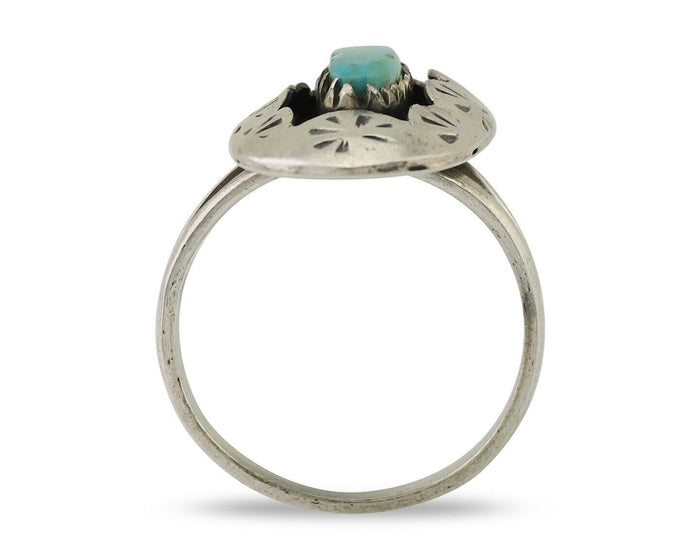 Navajo Ring 925 Silver Natural Blue Turquoise Native American Artist C.80's