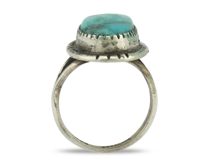 Navajo Ring .925 Silver Natural Blue Turquoise Native American Artist C.80's