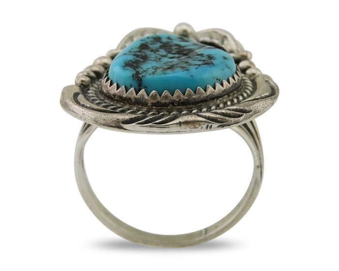 Navajo Ring 925 Silver Natural Blue Turquoise Native American Artist C.80's