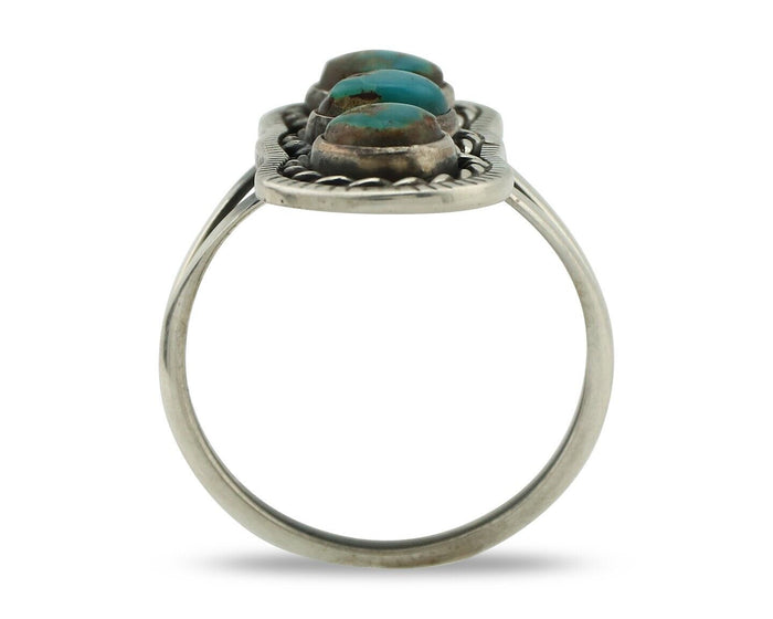 Navajo Ring .925 Silver Natural Blue Turquoise Native American Artist C.80's