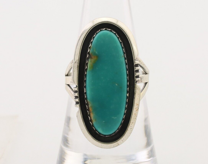 Navajo Ring 925 Silver Natural Blue Turquoise Native American Artist C.80's
