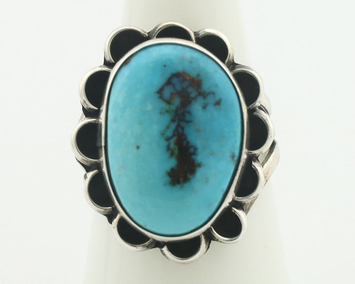 Navajo Ring .925 Silver Natural Blue Turquoise Native American Artist C.80's