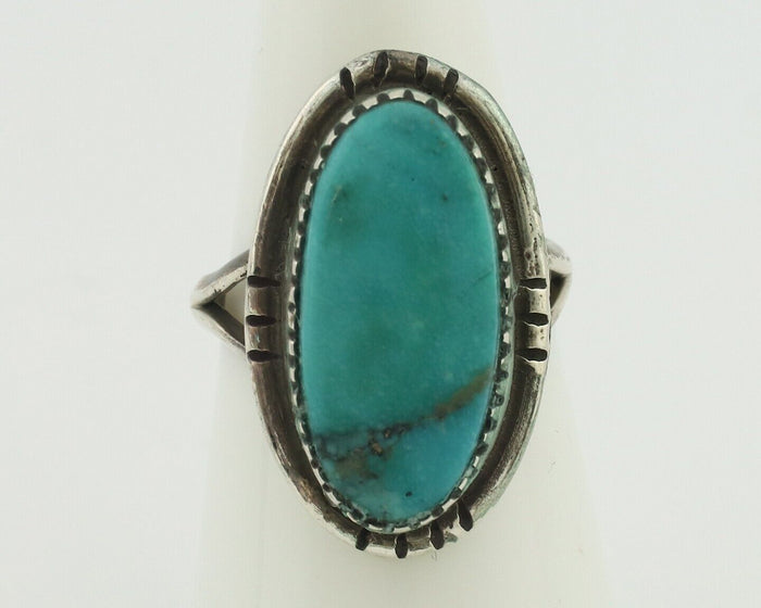Navajo Ring .925 Silver Natural Blue Turquoise Native American Artist C.80's