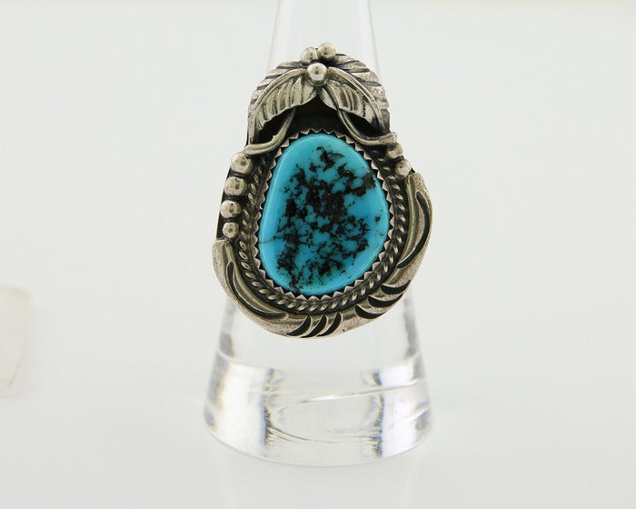 Navajo Ring 925 Silver Natural Blue Turquoise Native American Artist C.80's