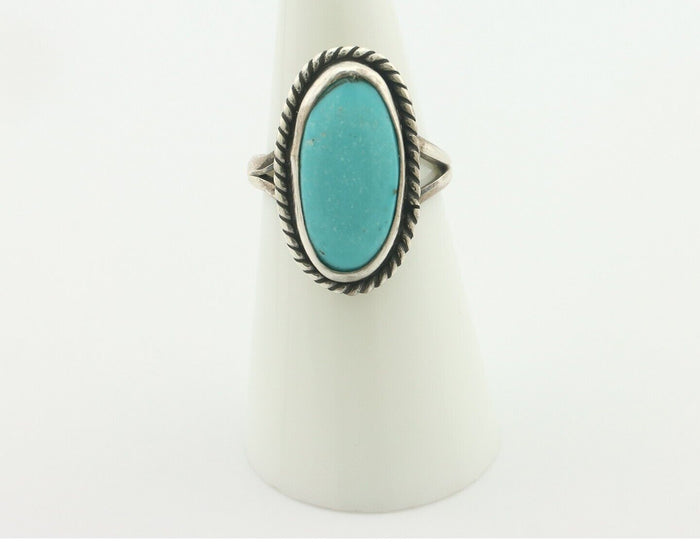 Navajo Ring .925 Silver Natural Blue Turquoise Native American Artist C.80's