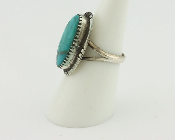 Navajo Ring .925 Silver Natural Blue Turquoise Native American Artist C.80's
