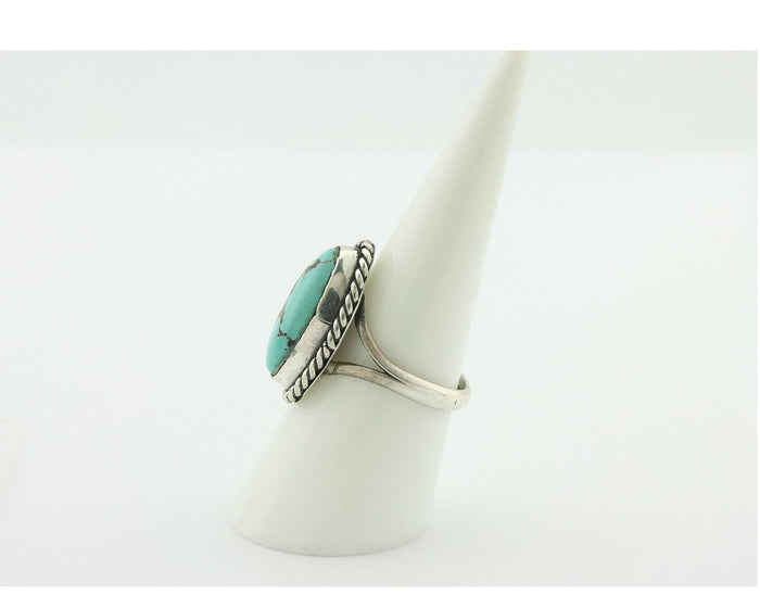 Navajo Ring .925 Silver Natural Blue Turquoise Native American Artist C.80's