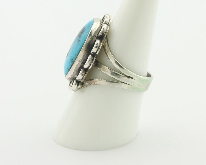 Navajo Ring .925 Silver Natural Blue Turquoise Native American Artist C.80's