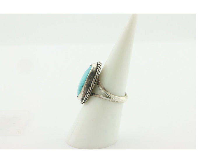 Navajo Ring .925 Silver Natural Blue Turquoise Native American Artist C.80's