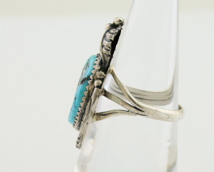 Navajo Ring 925 Silver Natural Blue Turquoise Native American Artist C.80's