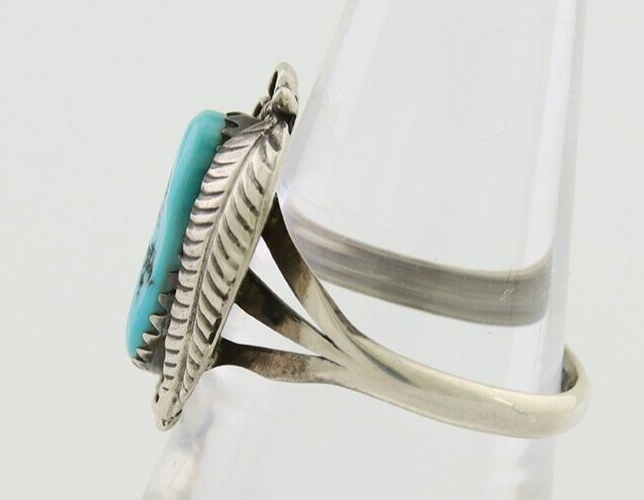 Navajo Ring 925 Silver Natural Blue Turquoise Native American Artist C.80's