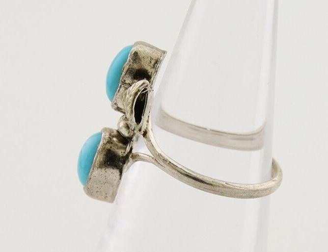 Navajo Ring 925 Silver Natural Blue Turquoise Native American Artist C.80's