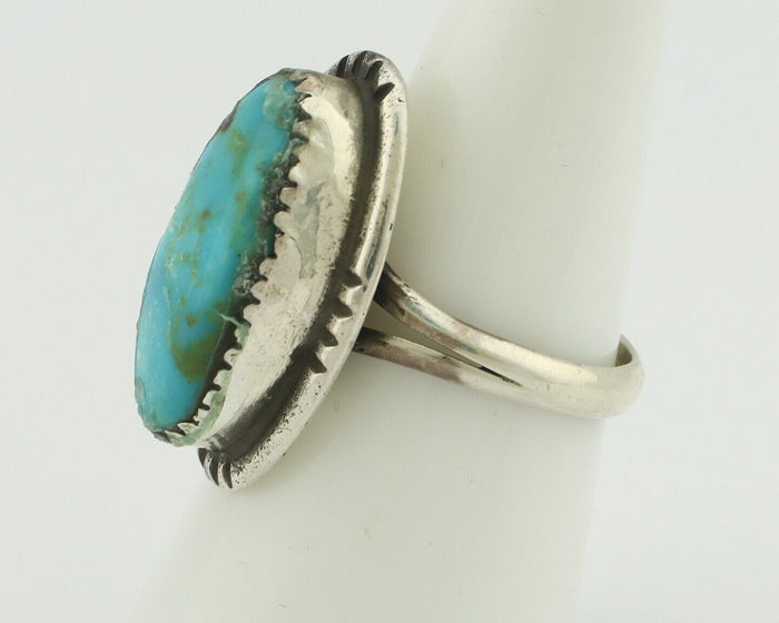 Navajo Ring .925 Silver Natural Blue Turquoise Native American Artist C.80's