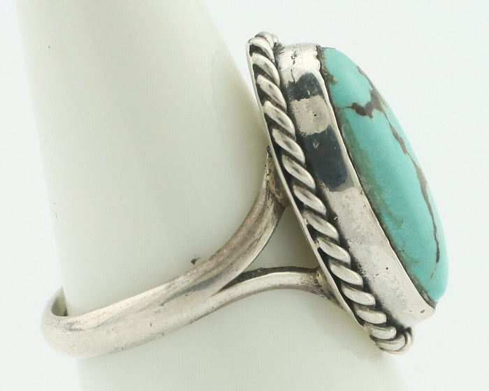 Navajo Ring .925 Silver Natural Blue Turquoise Native American Artist C.80's