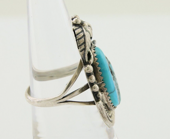 Navajo Ring 925 Silver Natural Blue Turquoise Native American Artist C.80's