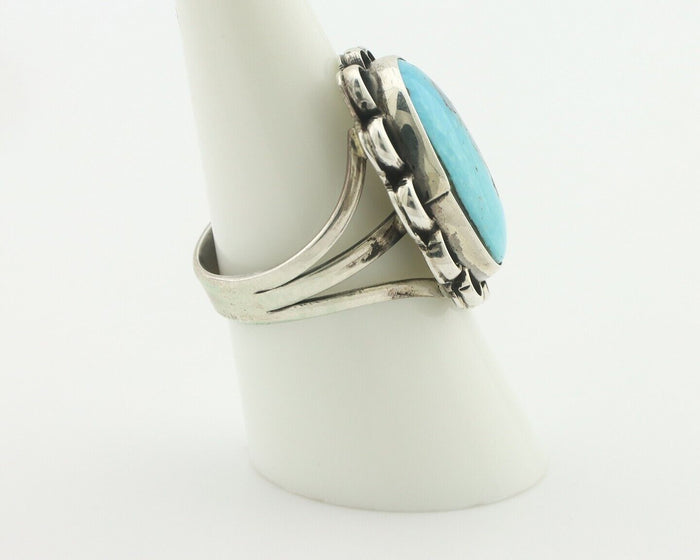 Navajo Ring .925 Silver Natural Blue Turquoise Native American Artist C.80's