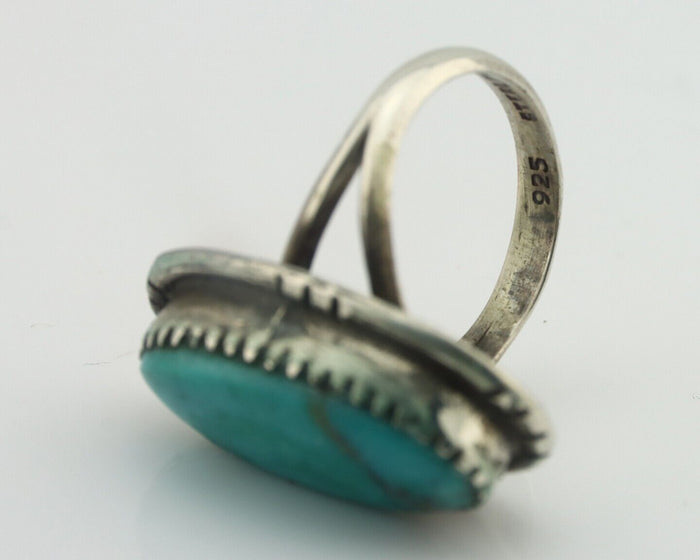 Navajo Ring .925 Silver Natural Blue Turquoise Native American Artist C.80's