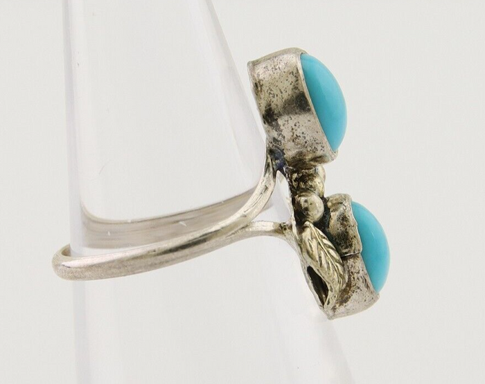 Navajo Ring 925 Silver Natural Blue Turquoise Native American Artist C.80's
