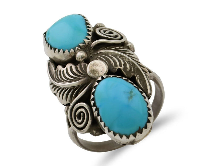 Navajo Ring 925 Silver Natural Blue Turquoise Native American C.80's