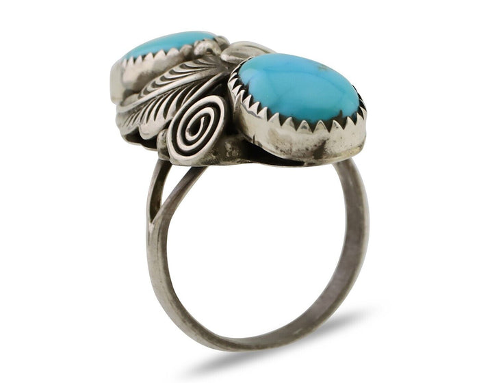 Navajo Ring 925 Silver Natural Blue Turquoise Native American C.80's
