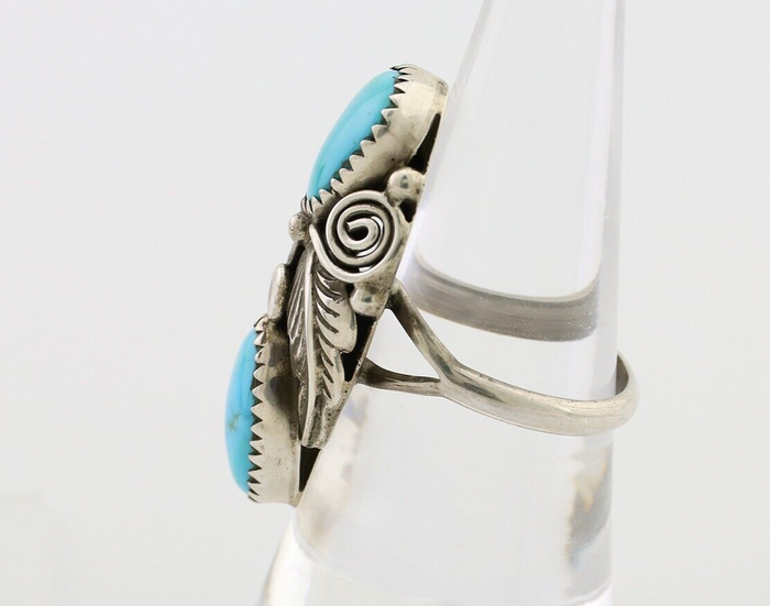 Navajo Ring 925 Silver Natural Blue Turquoise Native American C.80's