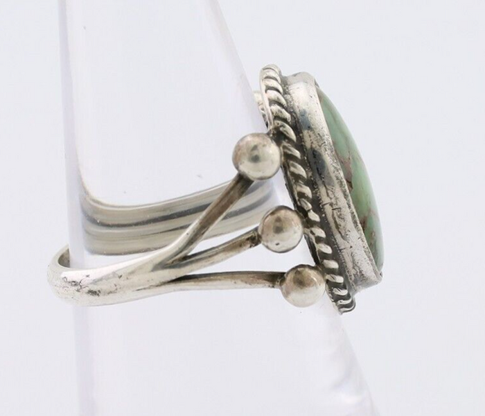 Navajo Ring 925 Silver Natural Green Turquoise Native American Artist C.80's