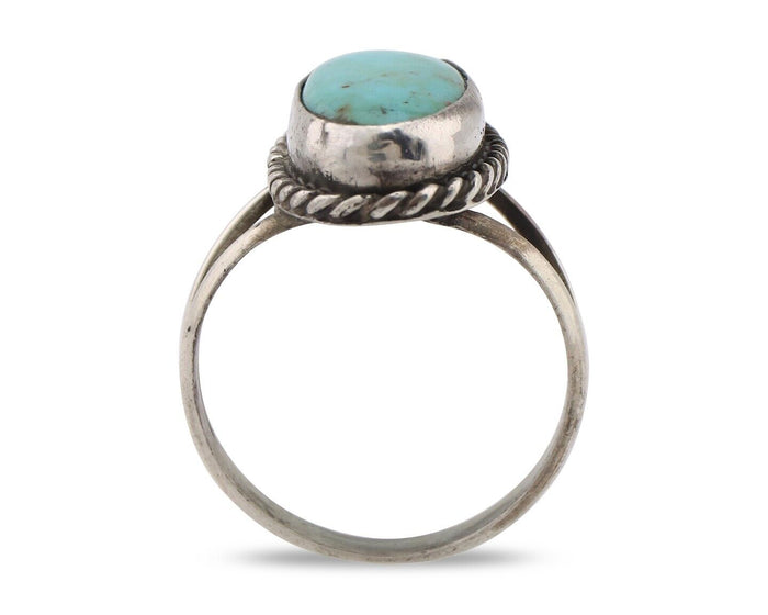 Navajo Ring .925 Silver Natural Kingman Turquoise Native American Artist C.80's
