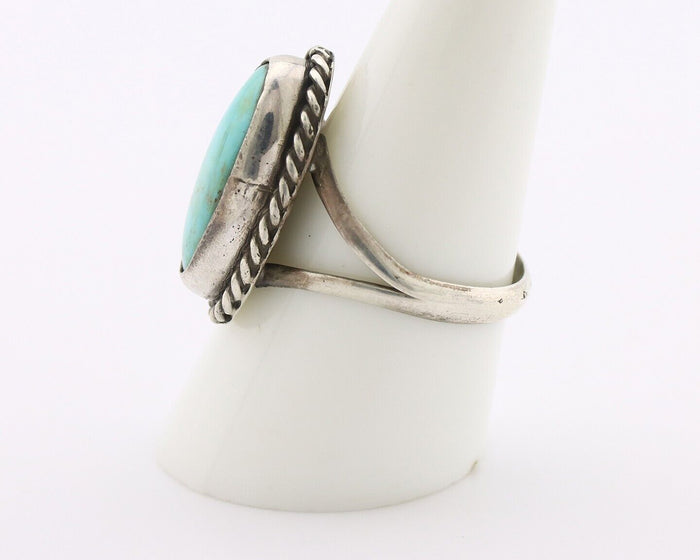 Navajo Ring .925 Silver Natural Kingman Turquoise Native American Artist C.80's