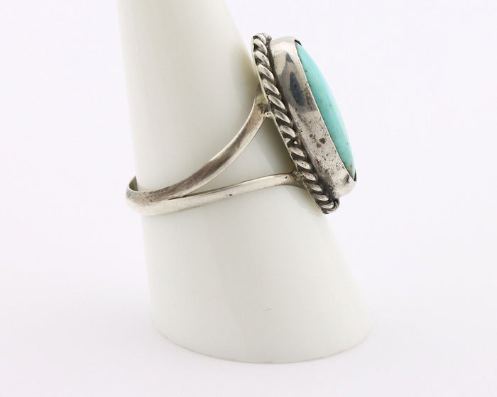 Navajo Ring .925 Silver Natural Kingman Turquoise Native American Artist C.80's