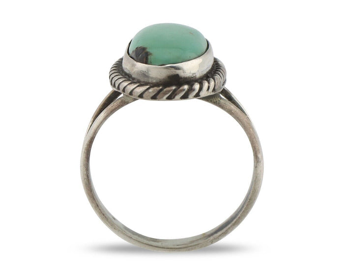 Navajo Ring 925 Silver Natural Kingman Turquoise Signed M Montoya C.80's