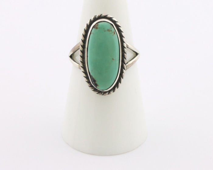 Navajo Ring 925 Silver Natural Kingman Turquoise Signed M Montoya C.80's