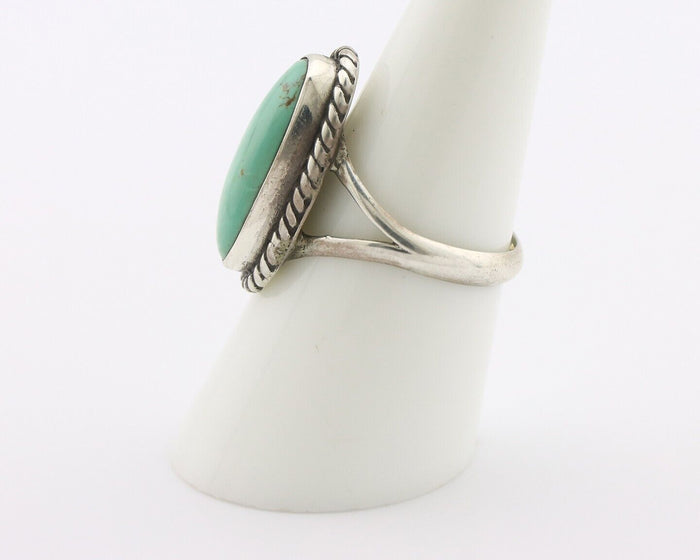 Navajo Ring 925 Silver Natural Kingman Turquoise Signed M Montoya C.80's