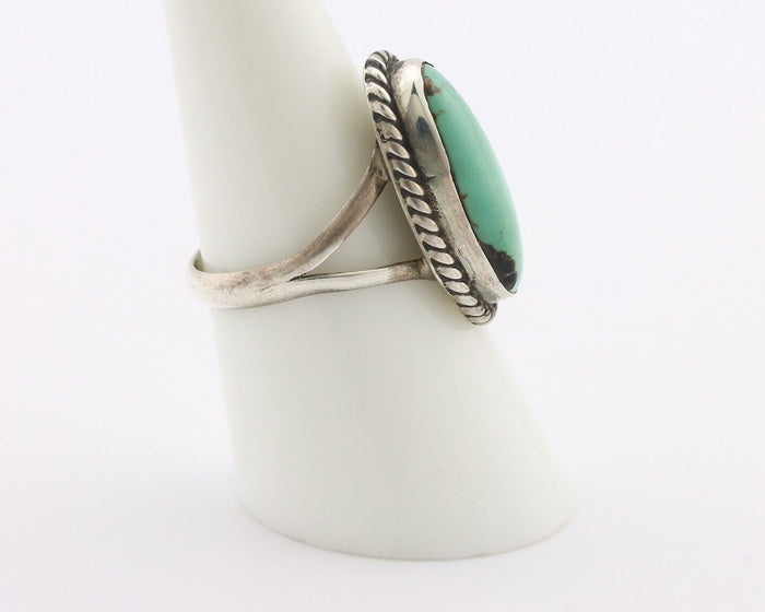 Navajo Ring 925 Silver Natural Kingman Turquoise Signed M Montoya C.80's
