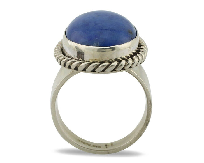 Navajo Ring 925 Silver Natural Lapis Artist Signed Wilbur Musket Jr C.80's