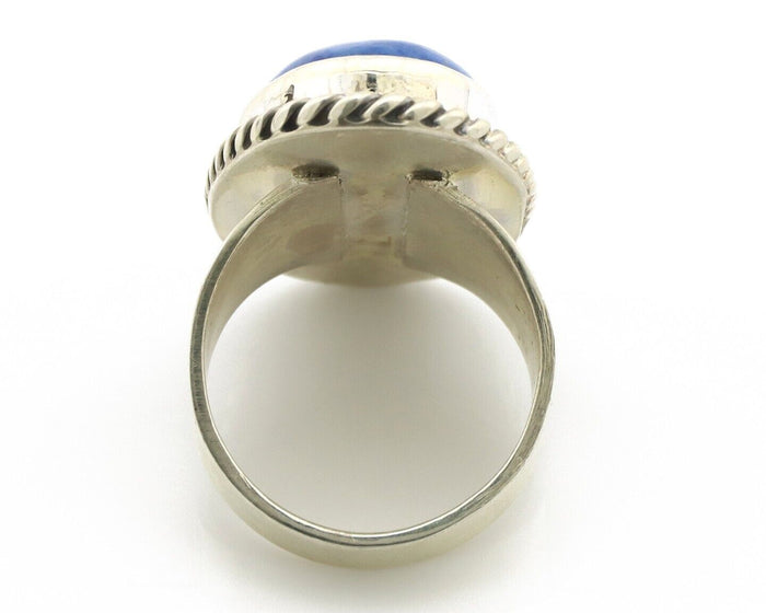 Navajo Ring 925 Silver Natural Lapis Artist Signed Wilbur Musket Jr C.80's