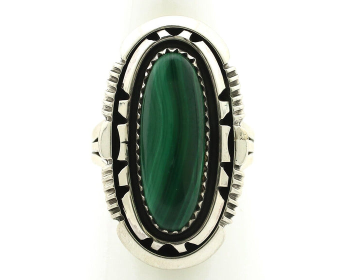 Navajo Ring 925 Silver Natural Malachite Artist Signed William Denetdale C.80's