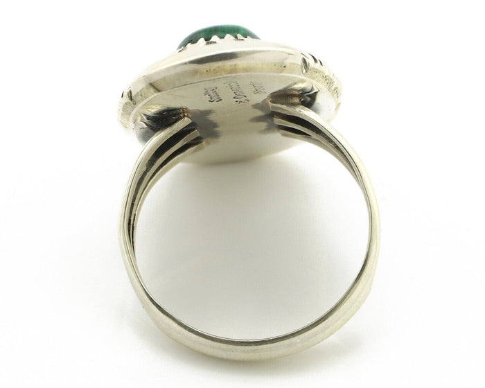 Navajo Ring 925 Silver Natural Malachite Artist Signed William Denetdale C.80's