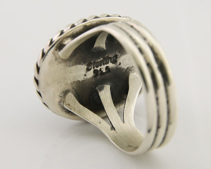 Navajo Ring 925 Silver Natural Malachite Native American Artist C.80's