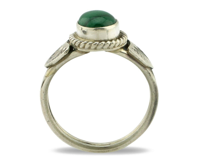 Navajo Ring 925 Silver Natural Mined Malachite Native American Artist C.80's