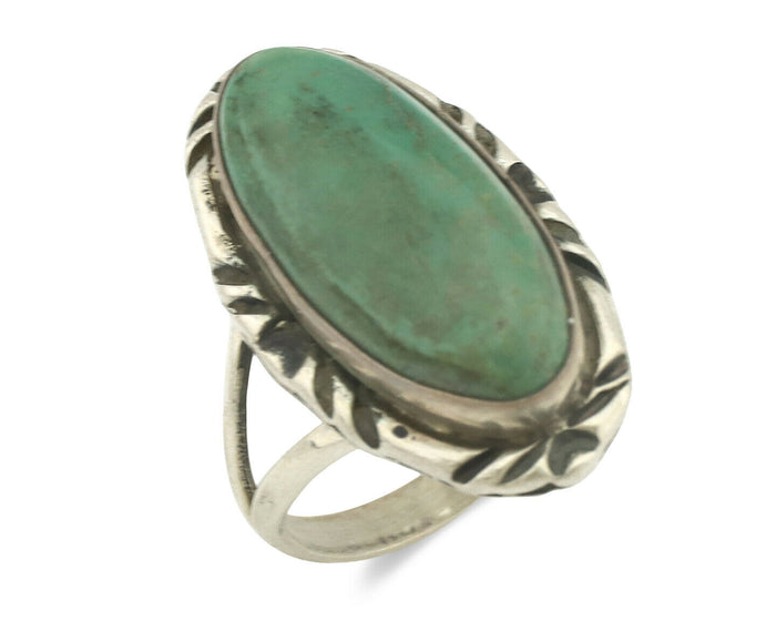 Navajo Ring .925 Silver Natural Turquoise Artist Signed Native American C.80's