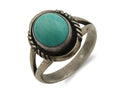 Navajo Ring .925 Silver Natural Turquoise Handmade Artist Signed VM C.1980s