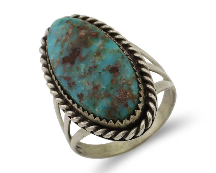 Navajo Ring 925 Silver Natural Turquoise Native American Artist C.80's