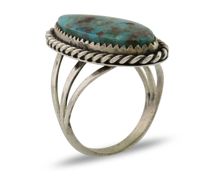 Navajo Ring 925 Silver Natural Turquoise Native American Artist C.80's