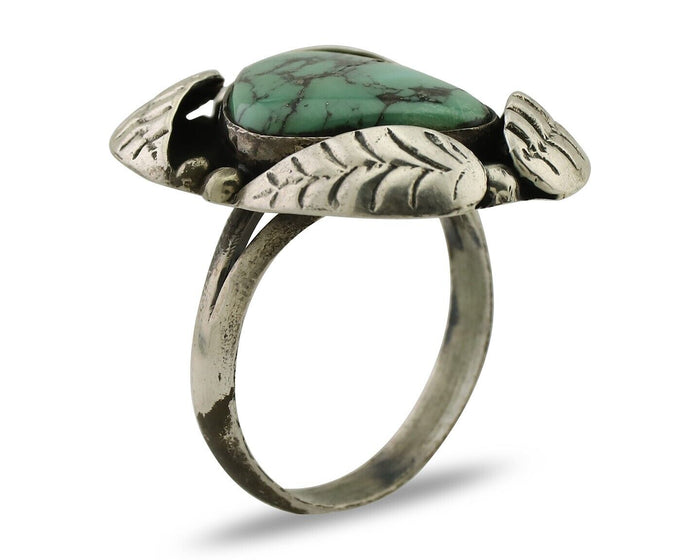 Navajo Ring 925 Silver Natural Turquoise Native American Artist C.80's